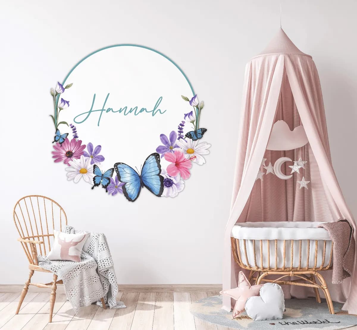 Personalizované meno nálepka na stenu. Personalizované kvetinové – Kvetinové nálepky na stenu do interiéru