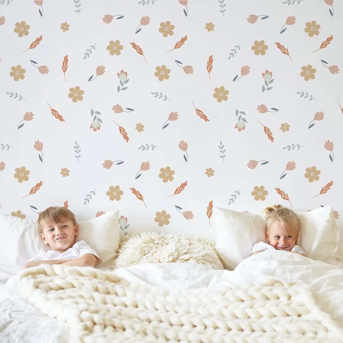 Kvetinové nálepky na stenu. Abstraktné kvetinové, pastelové kvetinové nálepky na stenu (5) – Kvetinové nálepky na stenu do interiéru