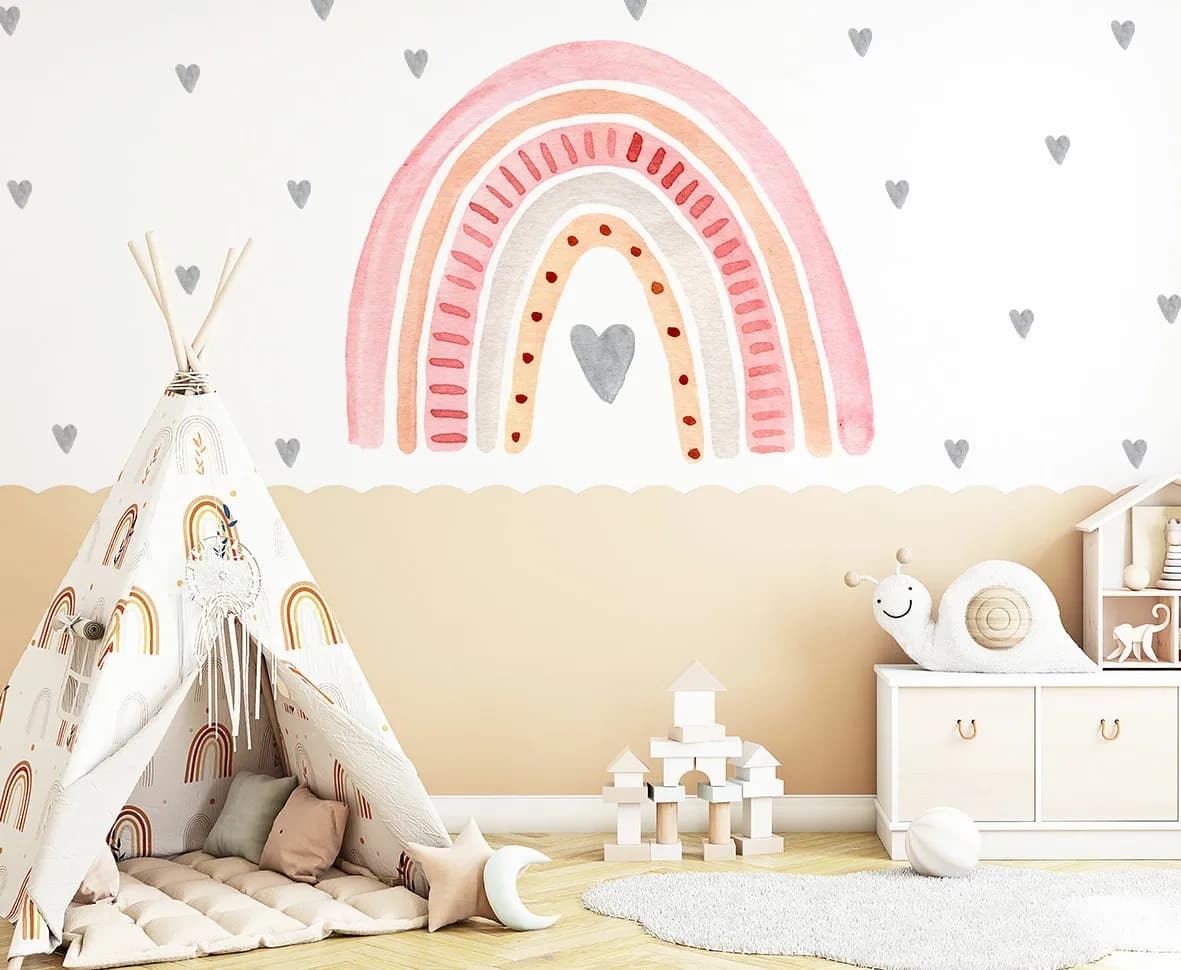 Dúhová nálepka na stenu. Akvarelová dúhová – Samolepiace dekorácie na stenu