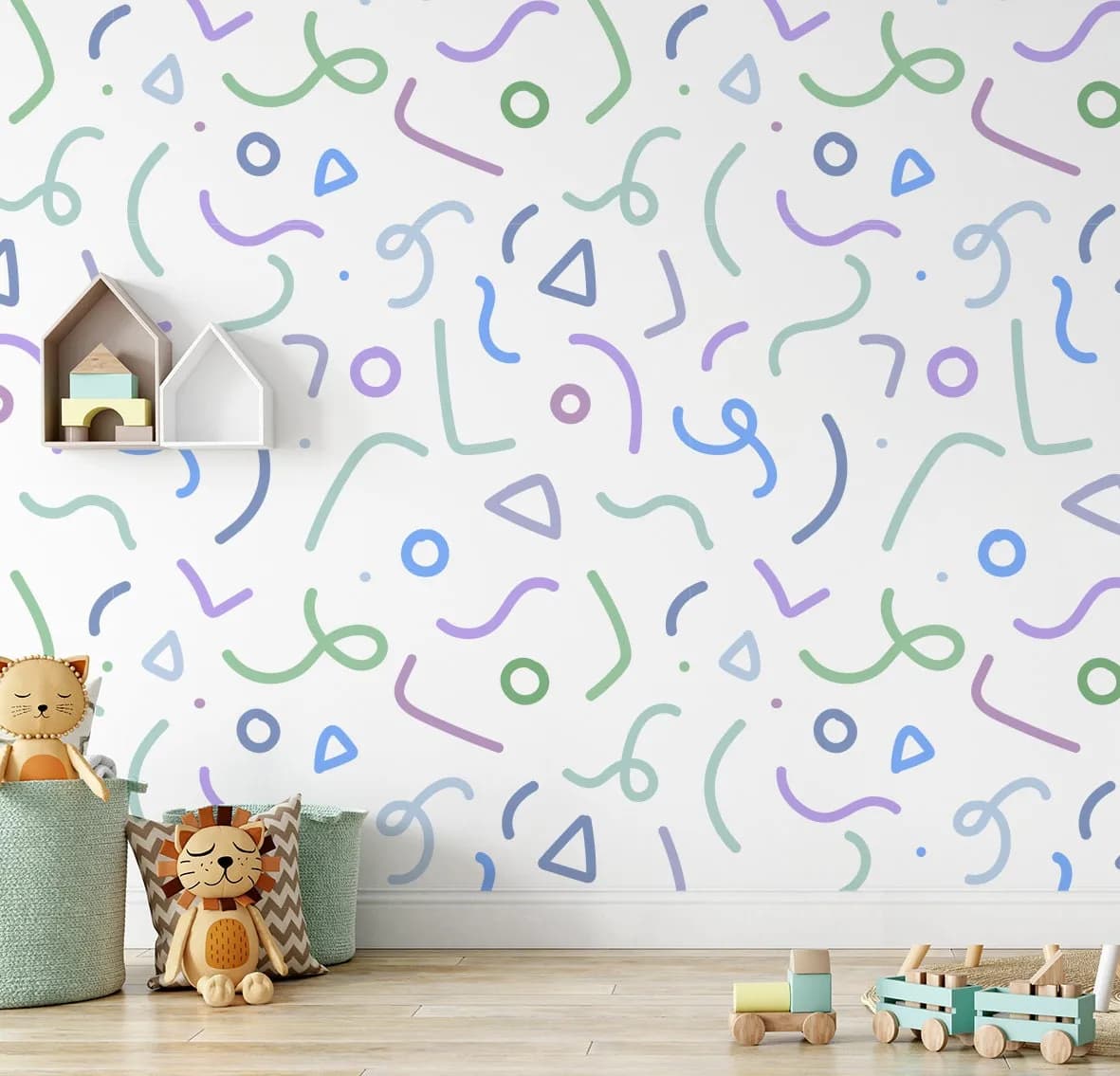 Nálepka na stenu Color Strips. Geometrické tvary (2) – Samolepiace dekorácie na stenu