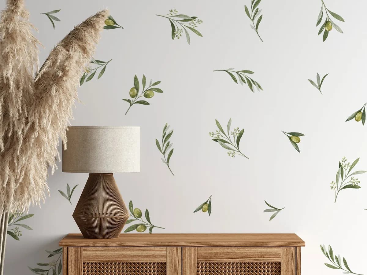 Kvetinové nálepky na stenu. Kvetinové Olive Grove – Kvetinové nálepky na stenu do interiéru