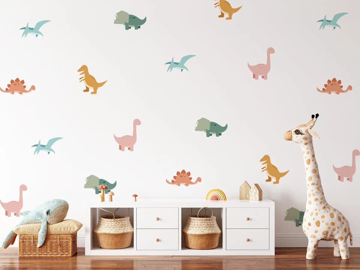 Dinosaury nálepky na stenu. Zábavné dinosaury (2) – Hravé nálepky na stenu pre deti