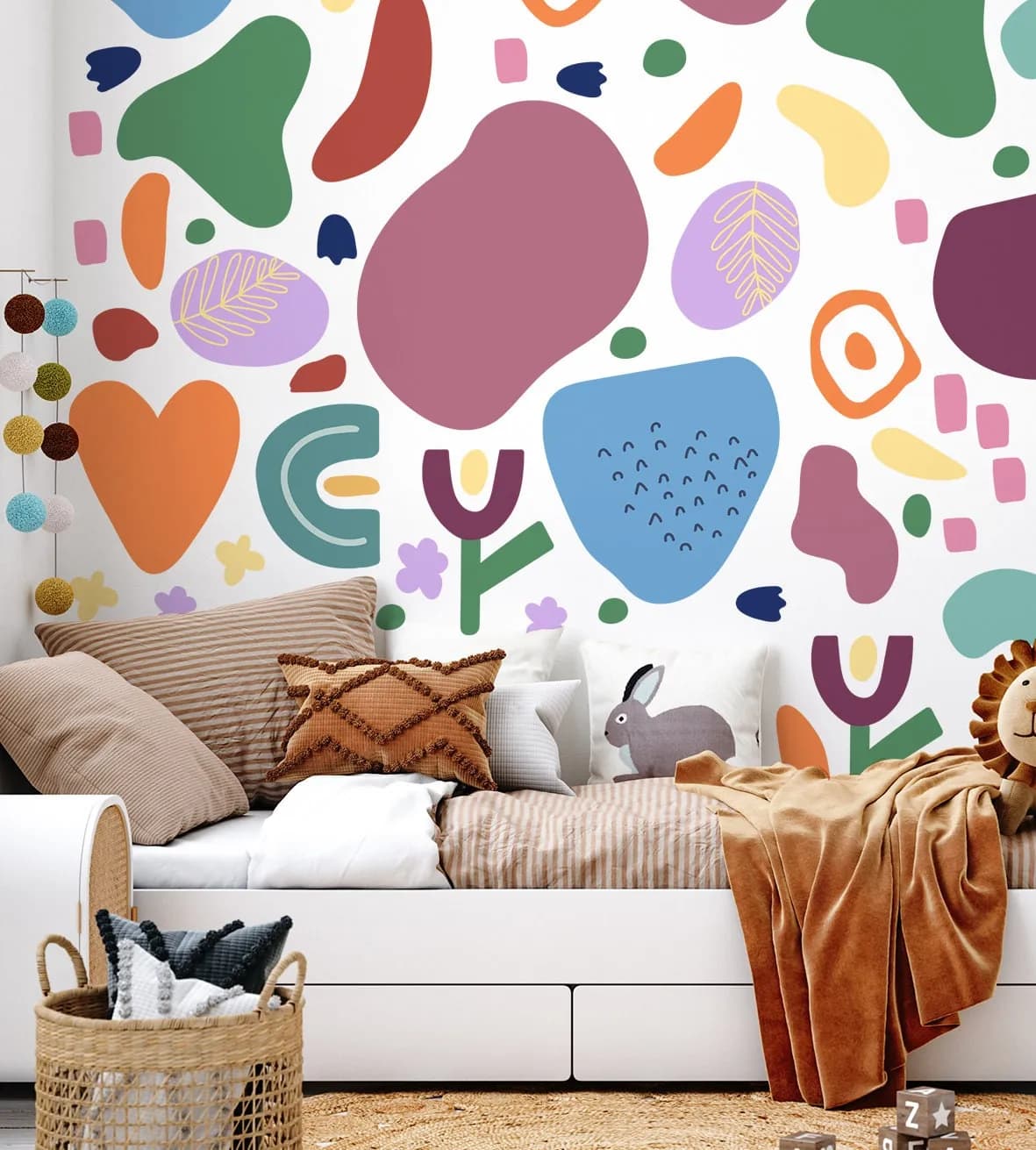 Obrovská sada nálepiek na stenu. Pastelové tvary farebné abstraktné (5) – Samolepiace dekorácie na stenu