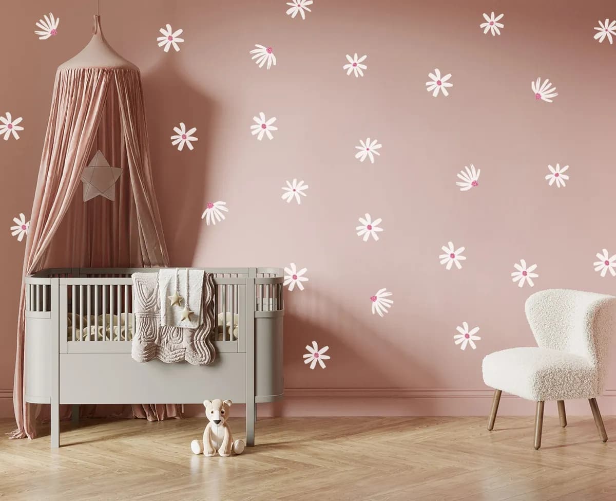 Kvetinové nálepky na stenu. Abstraktné kvetinové, farebné kvetinové nálepky na stenu (2) – Kvetinové nálepky na stenu do interiéru