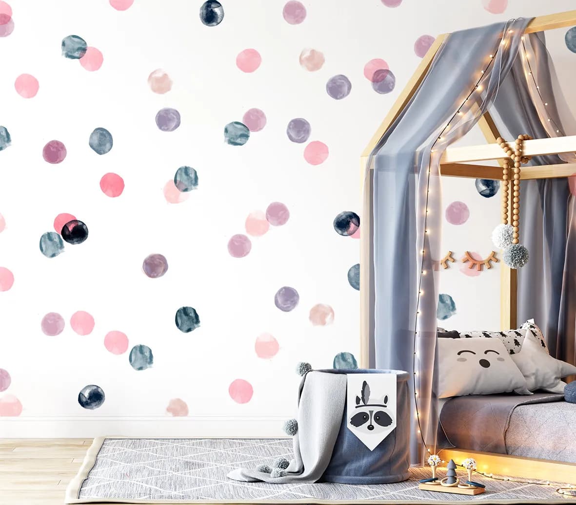 Bodky Nálepky na stenu. Mix Akvarelové bodky (2) – Samolepiace dekorácie na stenu