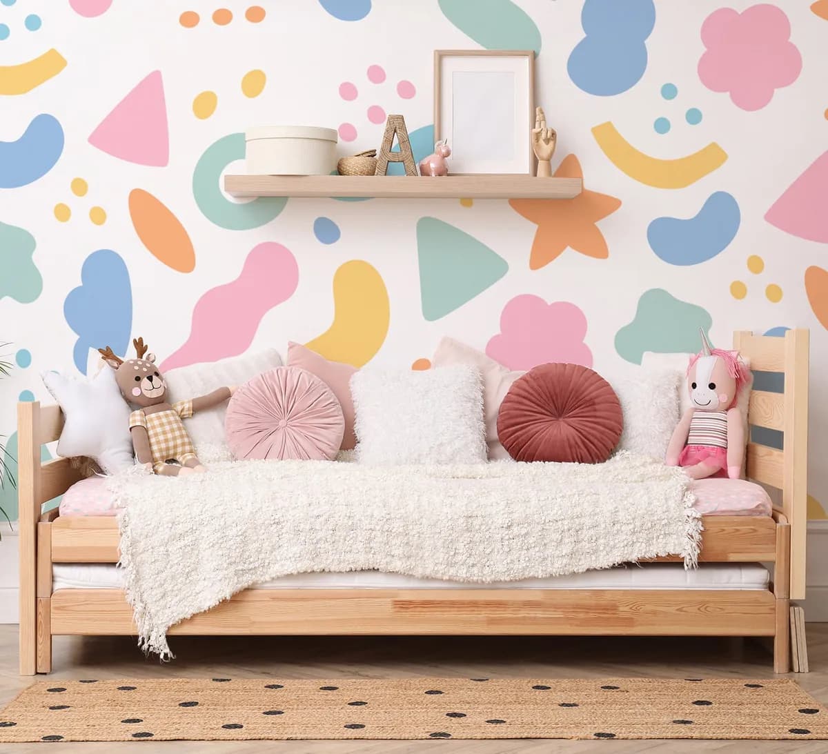 Obrovská sada nálepiek na stenu. Pastelové tvary farebné abstraktné (2) – Samolepiace dekorácie na stenu