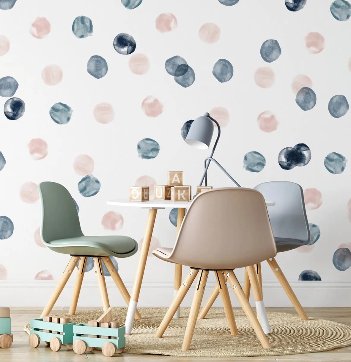 Bodky Nálepky na stenu. Mix Akvarelové bodky (3) – Samolepiace dekorácie na stenu