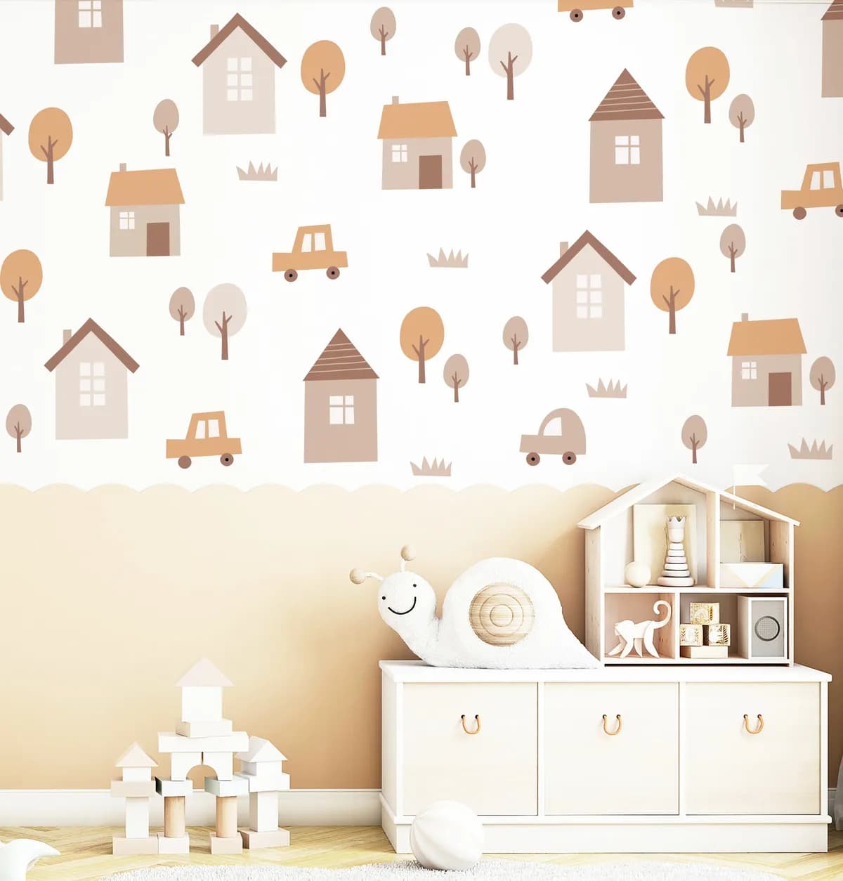 Nálepky na stenu vidiek. Domy a stromy (2) – Samolepiace dekorácie na stenu