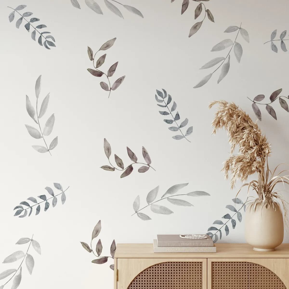 Boho Nálepky na stenu. Abstraktné listy (4) – Samolepiace dekorácie na stenu