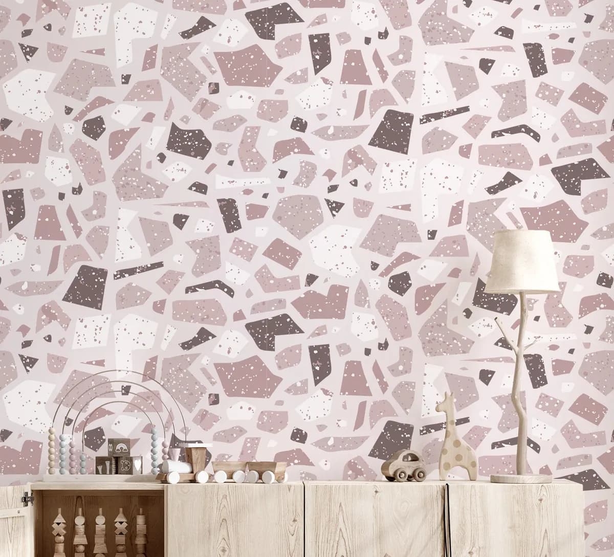 Obrovská sada nálepiek na stenu. Terazzo farebné abstraktné – Samolepiace dekorácie na stenu