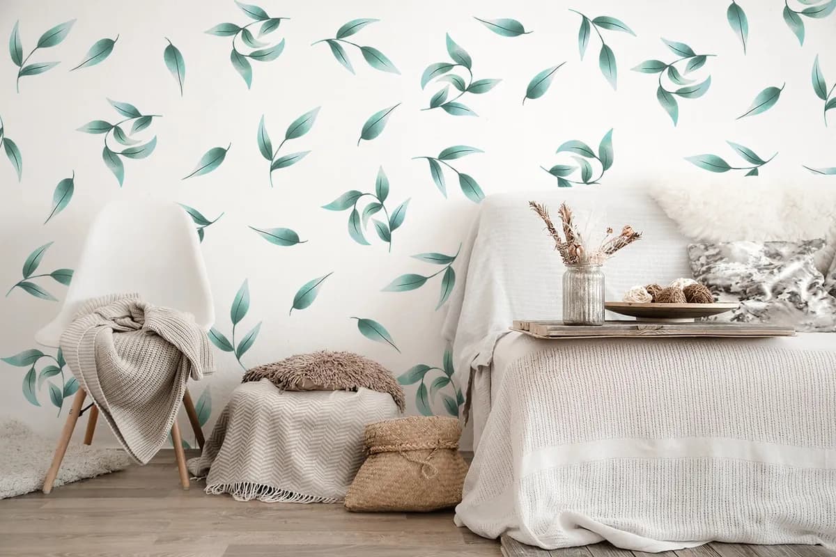 Boho Nálepky na stenu. Abstraktné listy (5) – Samolepiace dekorácie na stenu