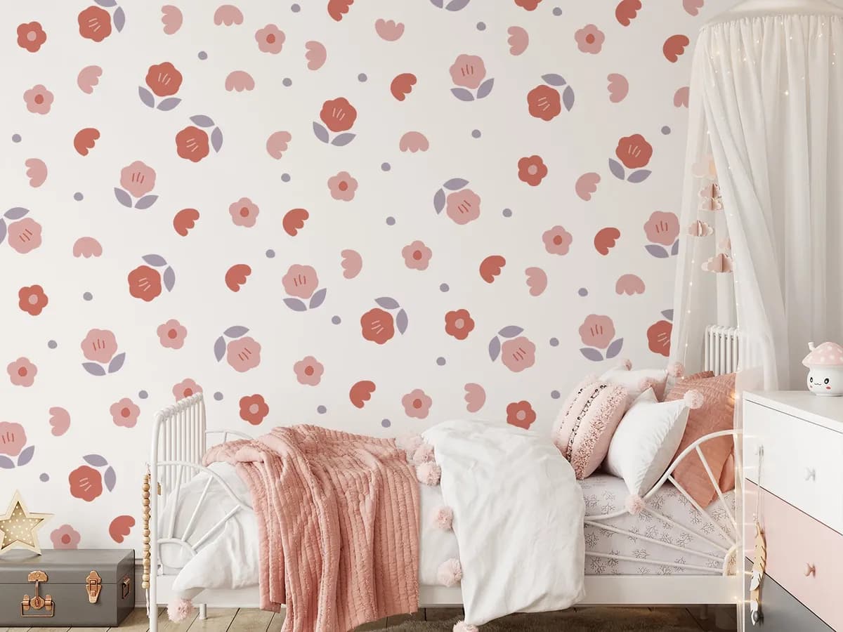 Kvetinové nálepky na stenu. Abstraktné kvetinové, pastelové kvetinové nálepky na stenu (3) – Kvetinové nálepky na stenu do interiéru